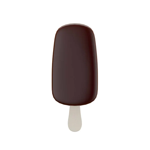 Schokolade Eis Stiel Isoliert Auf Weißem Hintergrund Rendering — Stockfoto