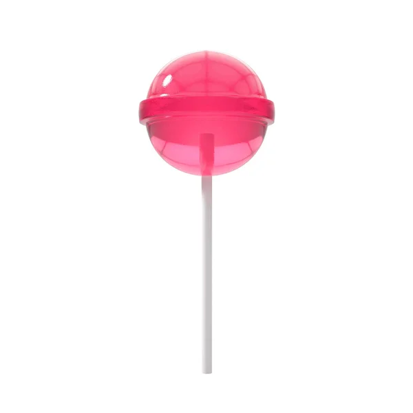 Rendering Pink Circle Candy Lolipop White Stick — Stock Photo, Image