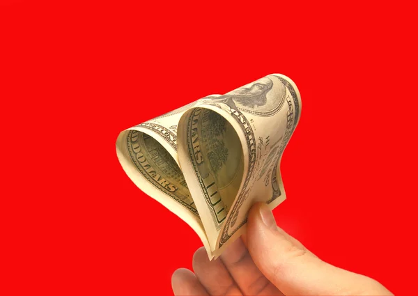 kalp şeklinde elinde dolar.