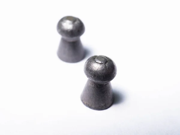 Close Shoot Air Gun Pellets Capture White Isolated Background — Stockfoto