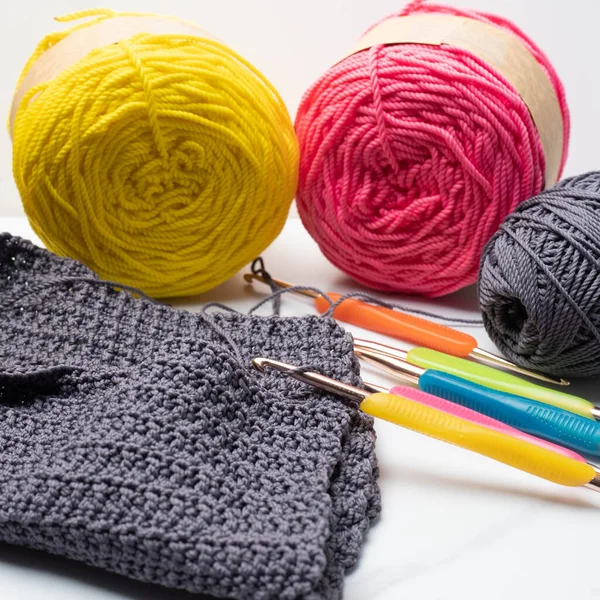 Close Shoot Knitting Crochet Technique Equipment — Stock Photo, Image