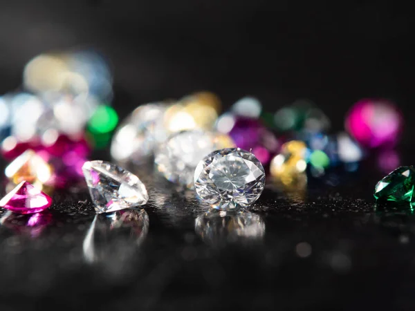 Close Colpo Gruppo Multi Colori Diamante Uno Sfondo Nero — Foto Stock