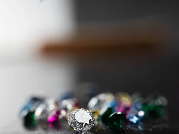 Detailní Záběr Skupiny Multi Barvy Diamant Černém Pozadí — Stock fotografie