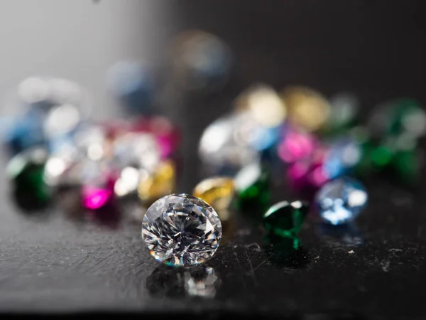 Close Colpo Gruppo Multi Colori Diamante Uno Sfondo Nero — Foto Stock