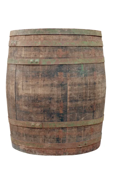 Big old wine barrel, isolated on white background — Stock Photo, Image