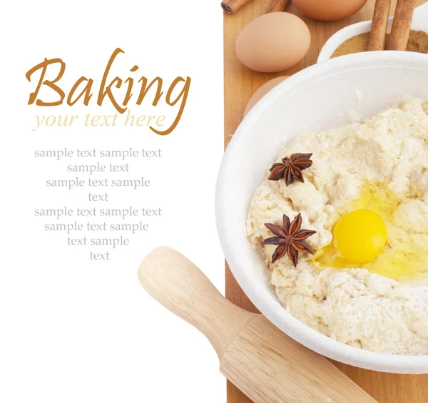 Ingredients for Baking isokated on white background. With sample — Stock Photo, Image