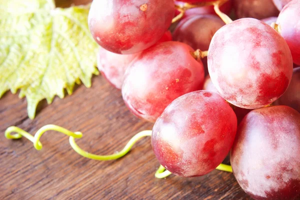 Macro shot de uvas em tábua de madeira. Contexto . — Fotografia de Stock