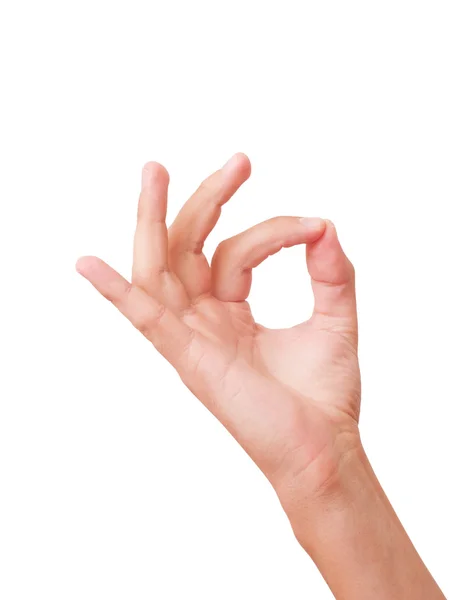 Handzeichen ok. isoliert auf weißem Hintergrund. mit Clipping-Pfad inklusive — Stockfoto