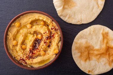 Nohuttan güzel yemekler, humus. İsrail ve Arap mutfağı