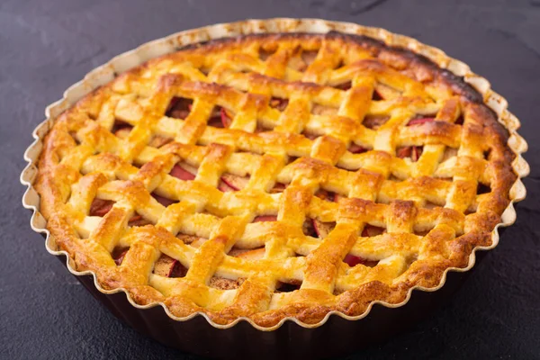 Hausgemachter Herbst Apfelkuchen Traditionelles Dessert Zum Erntedankfest — Stockfoto