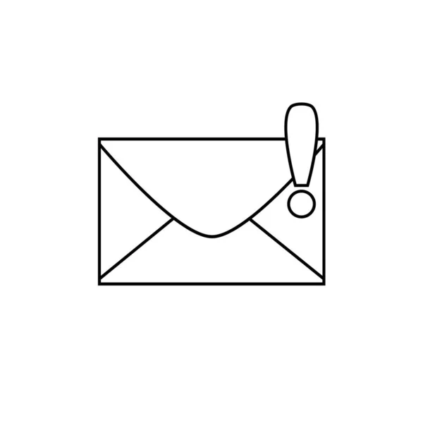 白黒のメールアイコン 感嘆符付き封筒 感嘆符の記号 Webアイコン — ストックベクタ