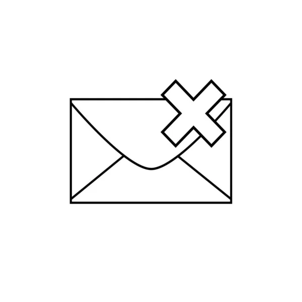 Svart Och Vit Postikon Kuvert Med Avbeställningsskylt Mail Ikon Med — Stock vektor