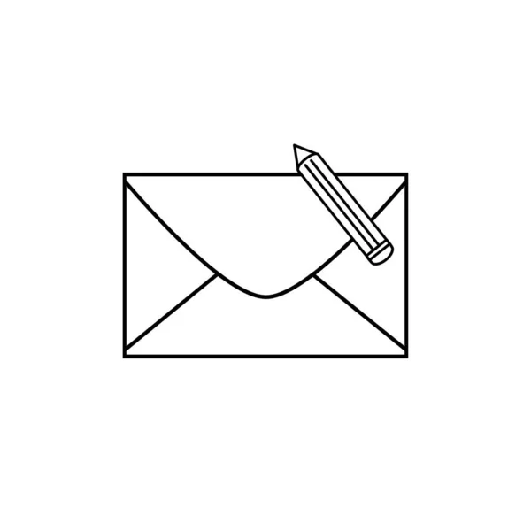 黒と白のウェブアイコン 鉛筆で封筒を メールアイコン — ストックベクタ