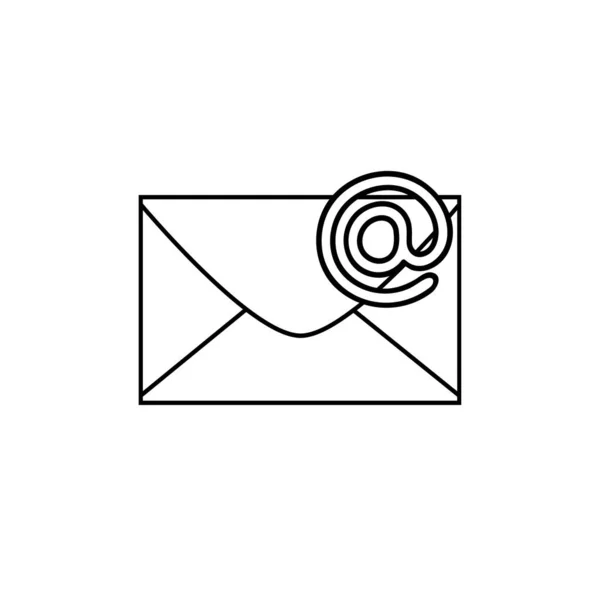 白黒のメールアイコン 封筒のアイコン Webアイコン — ストックベクタ