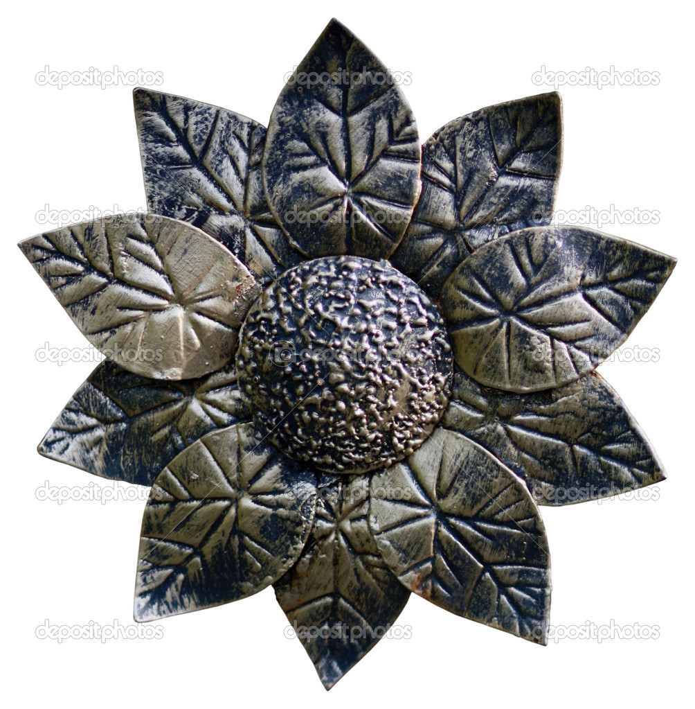 Metal forged isolated sunflower