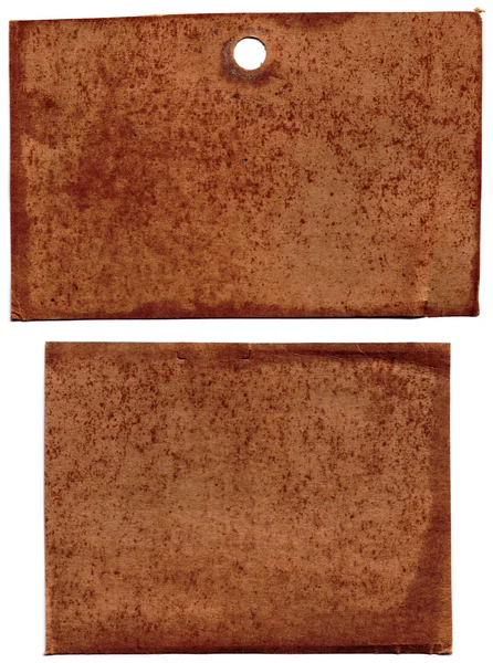Twee oude bruin karton met gat achtergrond — Stockfoto