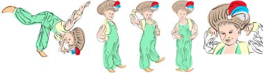 5 vector figures a little boy in eastern costume Sultan clipart