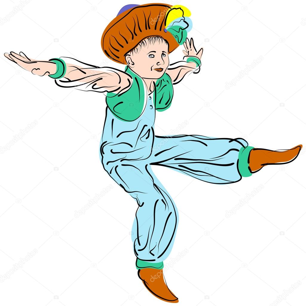 Vector figures a dancing little boy in eastern costume
