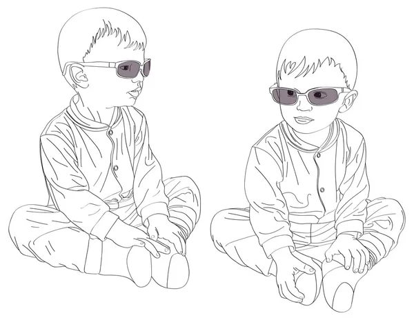 Мальчики-близнецы в солнечных очках — стоковый вектор