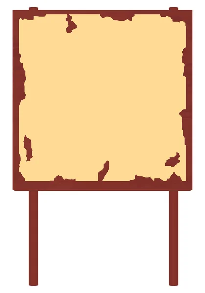 Röd-brun trä skylt med gamla affisch & peeling paint — Stock vektor