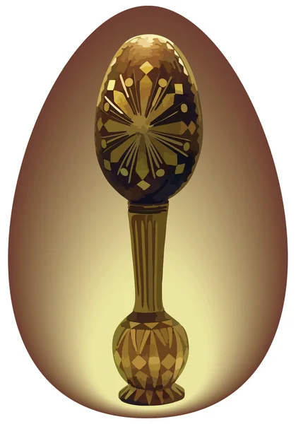 Деревянное пасхальное яйцо на шее кувшина — стоковый вектор
