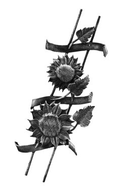 Forged steel wall composition of sunflower leaves and scrolls is clipart