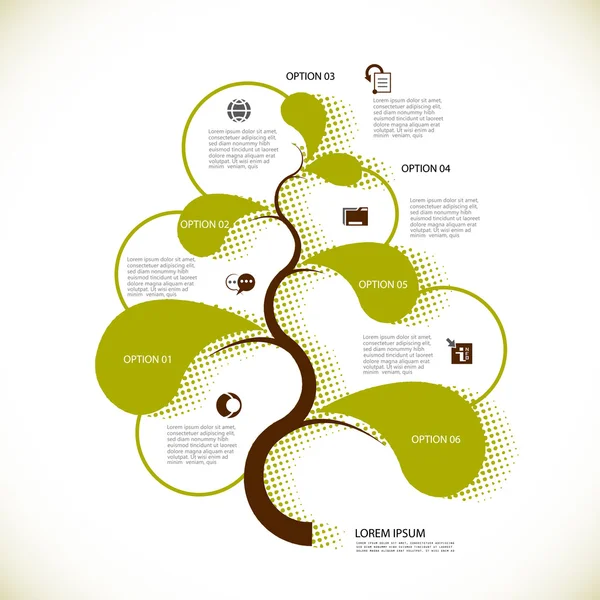 Modelo infográfico abstrato, seis opções — Vetor de Stock