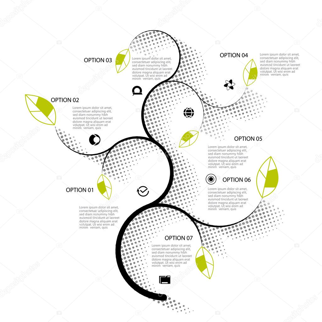 Abstract infographic template, seven option, vector illustration