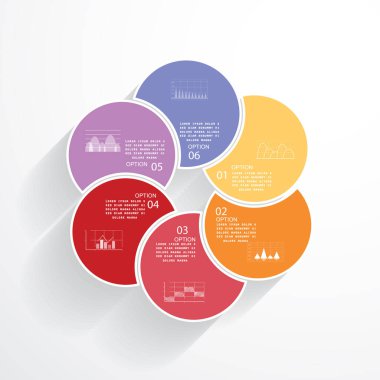 6 adım veya süreçte pasta grafiği