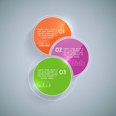3 parçalı bilgi grafikleri, adımlar veya süreçler