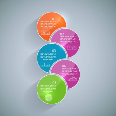 5 parçalı bilgi grafikleri, adımlar veya süreçler