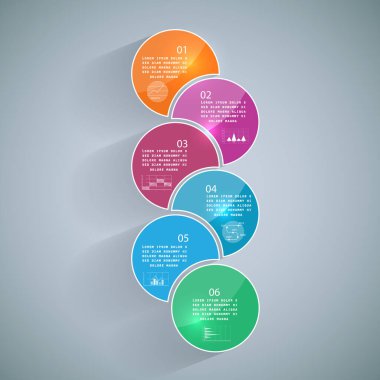 Infographics with 6 parts, steps or processes