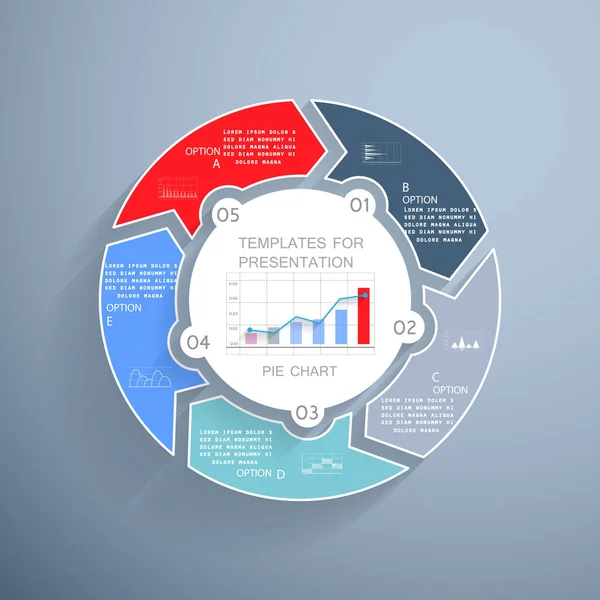 Pie Chart Business Presentation Steps Processes — Vector de stock
