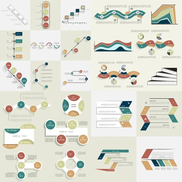 Super Grand Ensemble Éléments Infographie Modèles Pour Les Entreprises — Image vectorielle