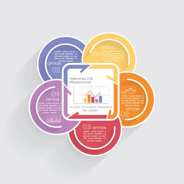 Gráfico Pizza Para Visualização Dados Negócios Etapas — Vetor de Stock