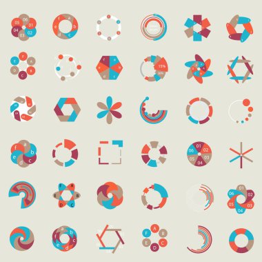 Büyük kümeli diyagramlar ve grafikler, altı adım veya süreç