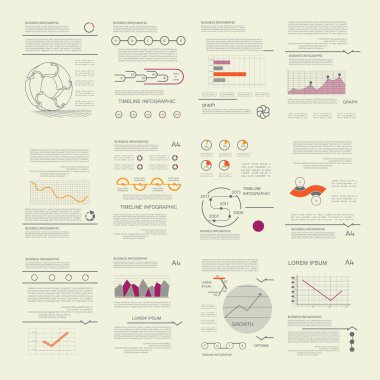 Infographics elemanları, sunum için şablonlar kümesi vektör