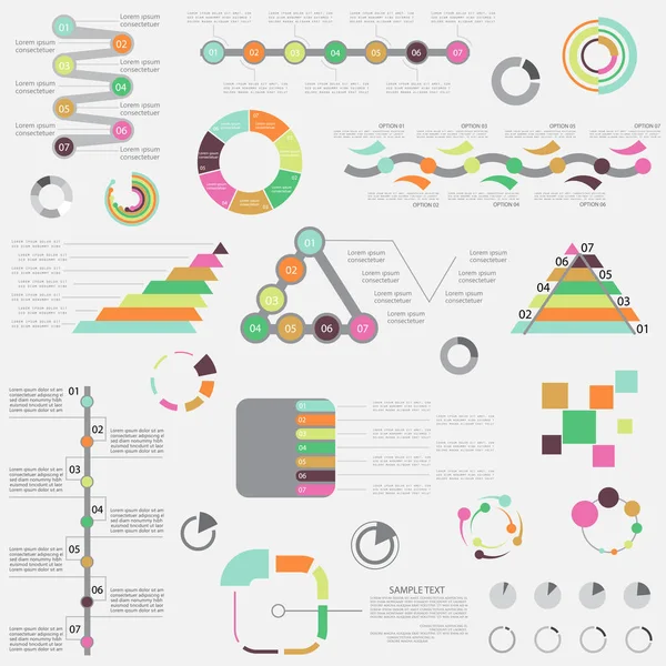 Set Different Graphs Charts Web Elements — Image vectorielle