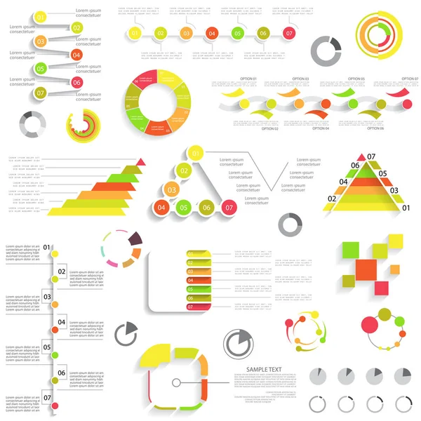 Set Different Graphs Charts Web Elements Templates Pre — Image vectorielle