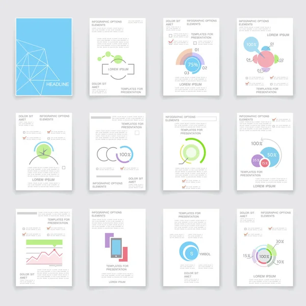 Brochures Templates Business Data Visualization — 图库矢量图片