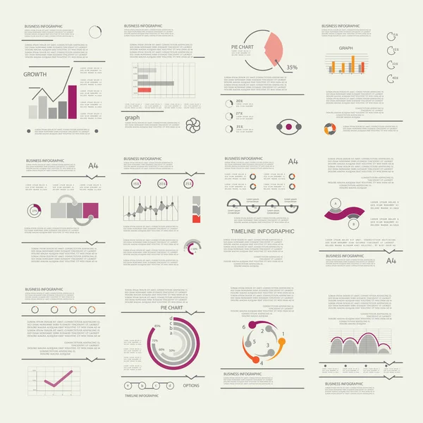 Шаблоны Визуализации Бизнес Данных Инфографические Элементы — стоковый вектор