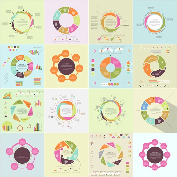 Farklı grafikler ve Infographic 3 için şablonlar kümesi