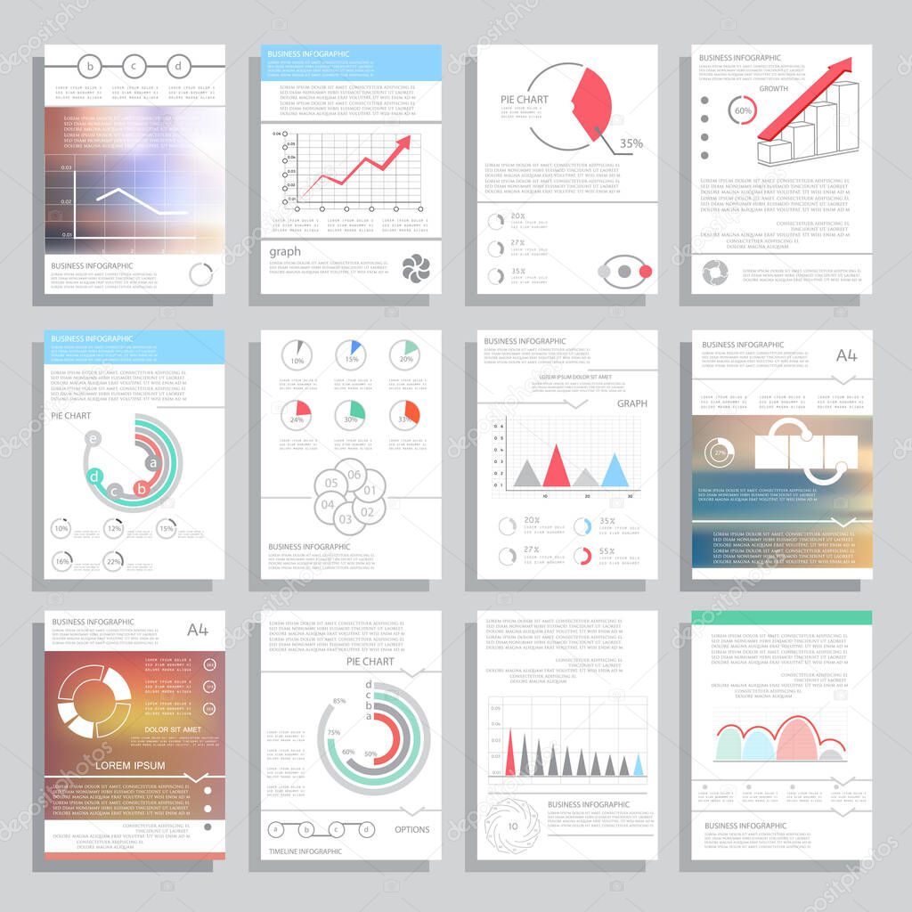 Set of infographics elements in modern business style, brochure 