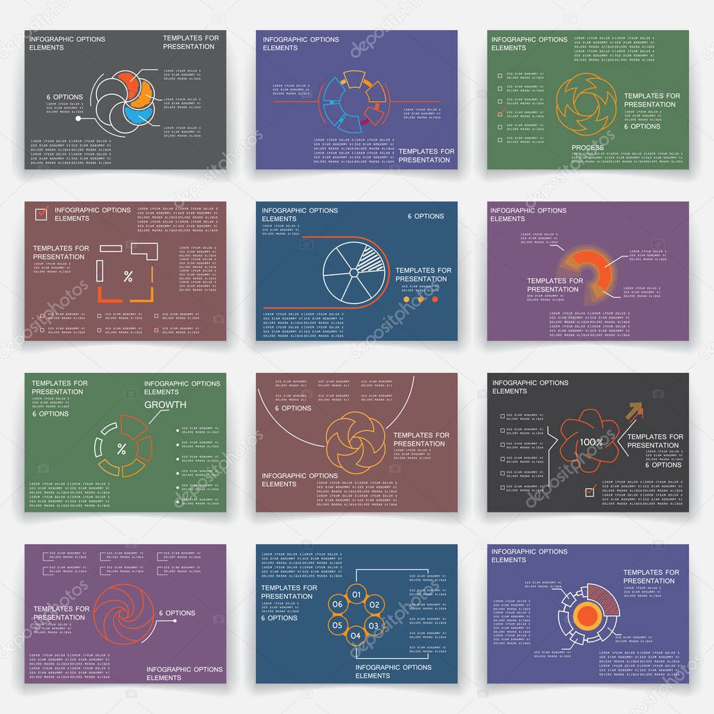 Cards for business data visualization, business reports for pres