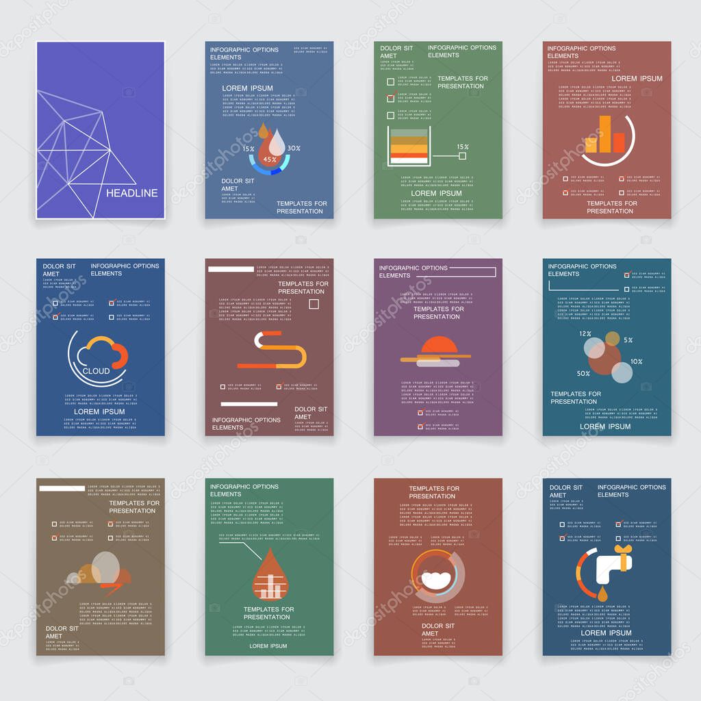 Templates for business reports, infographic elements