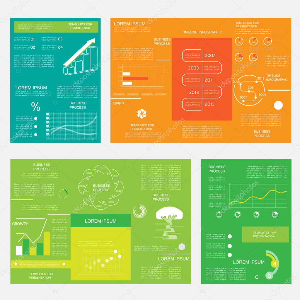 Business graphics brochure, vector set