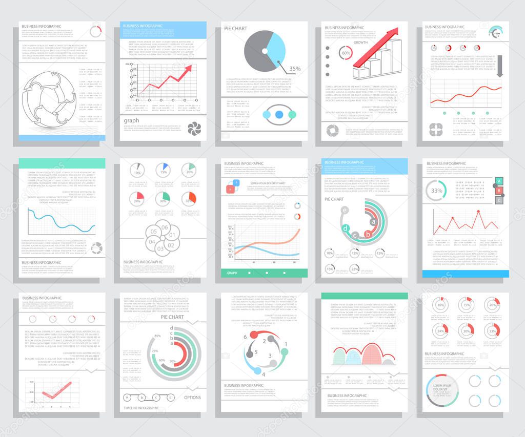 Vector set of business data visualization, brochure design