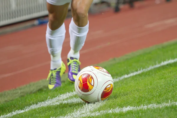 Patada de esquina de fútbol — Foto de Stock