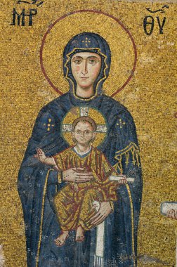 bakire anne ve çocuk - Ayasofya ile mozaik sophia
