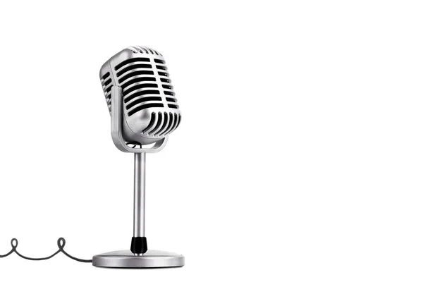 Retro Stílusú Mikrofon Elszigetelt Fehér Alapon — Stock Fotó